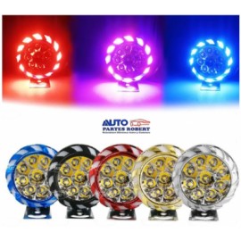 FAROS LED REDONDO TIPO REHILETE CON LUZ FIJA Y ESTROBO IDEAL EN MOTO Y AUTO COMPACTO EXCELENTE ILUMI OEM. FALM2BK JUEGO 2 PZ