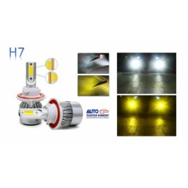 FOCO LED H7 BICOLOR BLANCO Y AMARILLO 2 CARAS 10.000 LUMENES SPEED TODO TERRENO AUTO MOTOCICLETA JEE OEM.